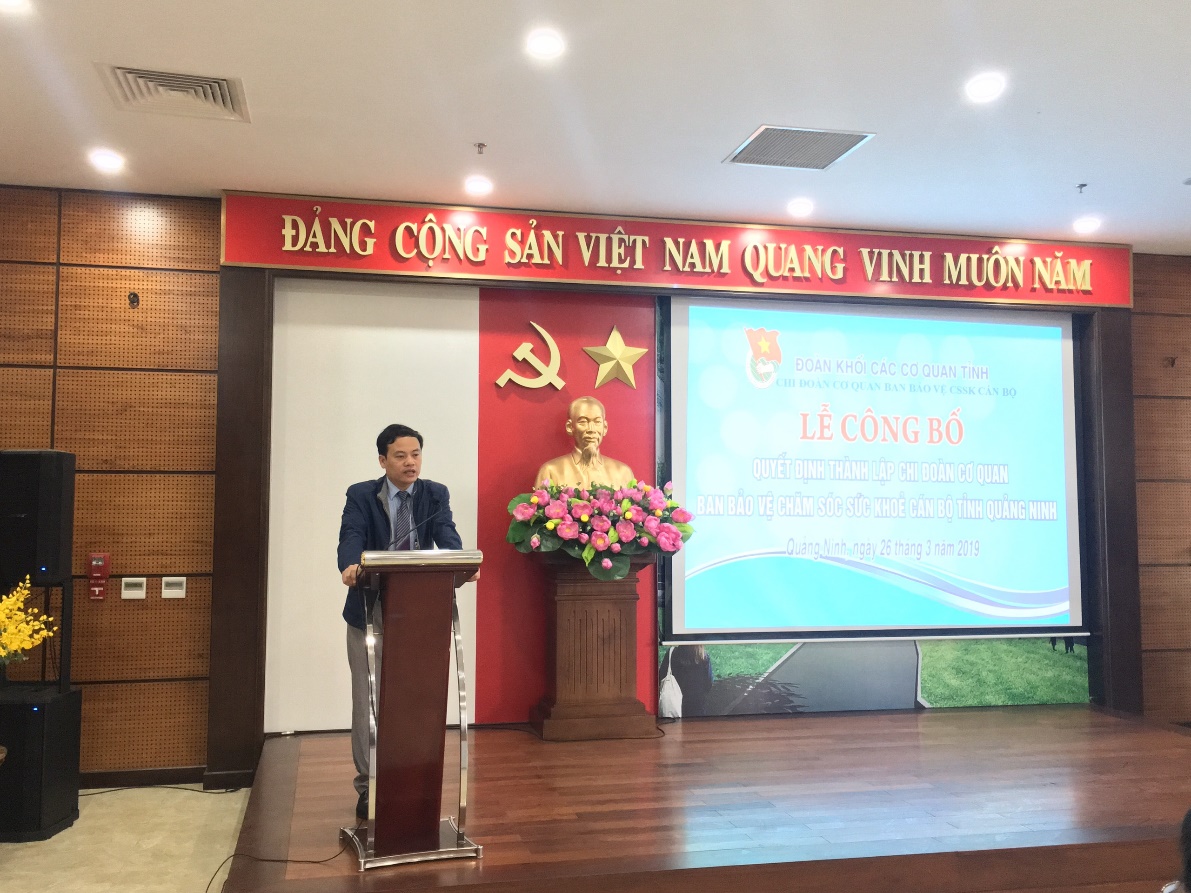 Lê Kỳ Trường - Phó trưởng ban Thường trực Ban Bảo vệ CSSK cán bộ phát biểu 
